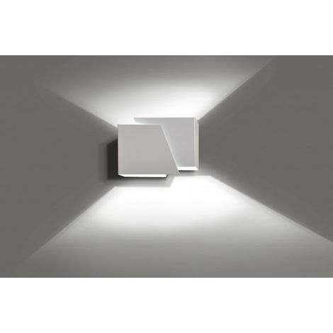 Applique Moderna 1 Luce Frost A Forma Geometrica In Acciaio Bianco (1/5)