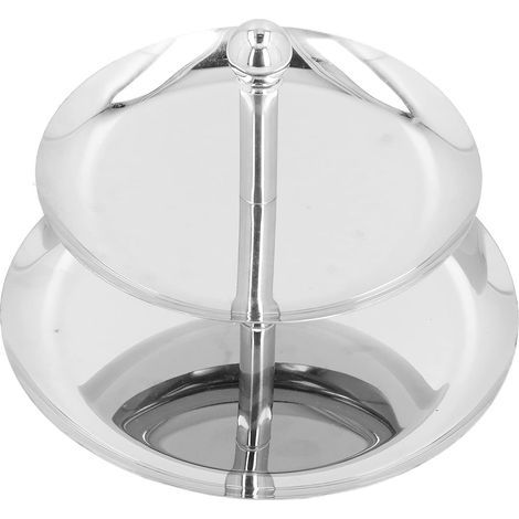 Obstschale aus Edelstahl, 2-stöckiger Dessertständer, Obstteller für Zuhause, Hotel, Restaurant, Büro, Hochglanzpoliert, platzsparende Präsentation (1/5)