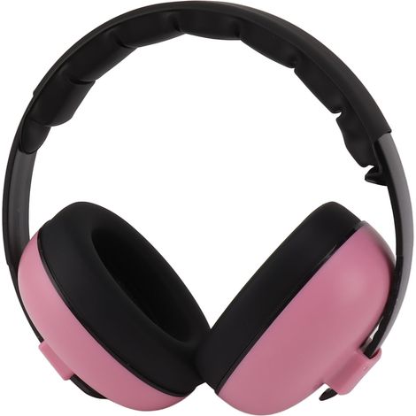 Cache-voyage bébé casque antibruit rose, protection auditive douce pour nourrisson, écouteurs anti-bruit sommeil portable (1/5)