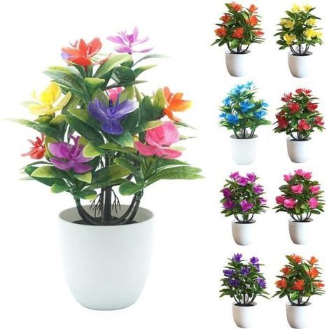 1 künstliche Schmetterlingsorchidee im Topf für den Innen- und Außenbereich, Kunstpflanze mit weißer Vase zur Dekoration [287] (1/5)