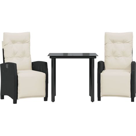 Maison Exclusive - 3-tlg. Garten-Essgruppe mit Kissen Schwarz Pol
