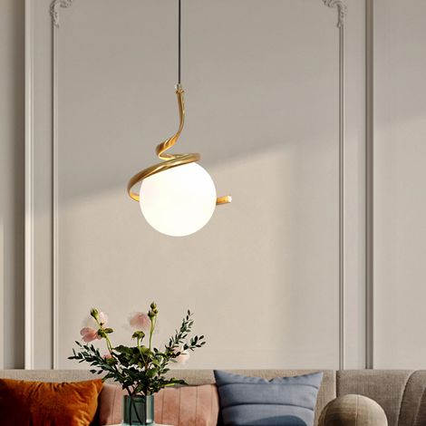 Suspension Luminaire Moderne, Lampe Pendante Boule en Verre Globe,Luminaires Intérieur pour Chambre à Coucher, Chevet, Salon(Or) (1/5)