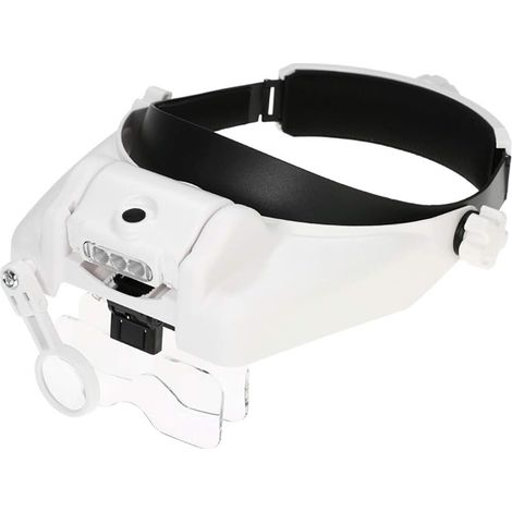 Lighted Magnifier For Close Work, Head Mounted 3 LED Magnifier Jeweler’s Light, 1X-14X Zoom (1/5)