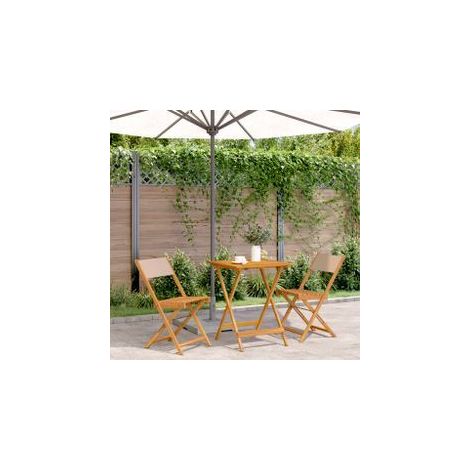 Ensemble de bistro 3 pcs taupe tissu et bois massif (1/5)