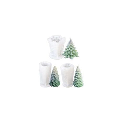 3 moules en silicone en forme de sapin de Noël, moules à bougies 3D pour la fabrication de bougies parfumées, savons, bombes de bain, lotions, barres de gelée au chocolat, moule en silicone
