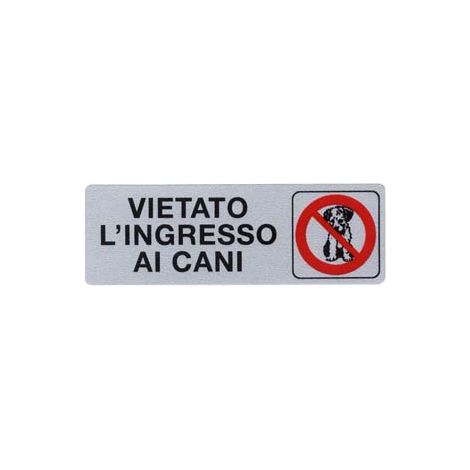 TARGHETTA ADESIVA VIETATO LINGRESSO AI CANI- - cm.15x5h. - 10 pezzi