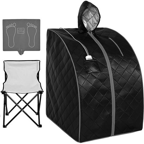 Kit de sauna portatif Sauna infrarouge personnel for la maison, tente de spa portative avec chapeau, chaise améliorée, coussin chauffant for la relaxation, la détox, le spa à la maison Tente de sauna (1/5)