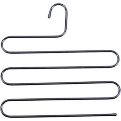[NEVER USED] (14.17 x 14.17 inches, 2-pack, black) S-Type stainless steel clothes hangers for pants, closet storage, and organizer for hanging trousers, jeans, and scarves