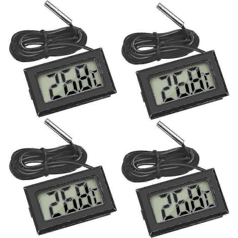 4 digitale LCD-Thermometer mit externen Sonden, geeignet für Kühlschränke, Gefrierschränke und Aquarien QUS -YxSPEZIALGESCHENKE