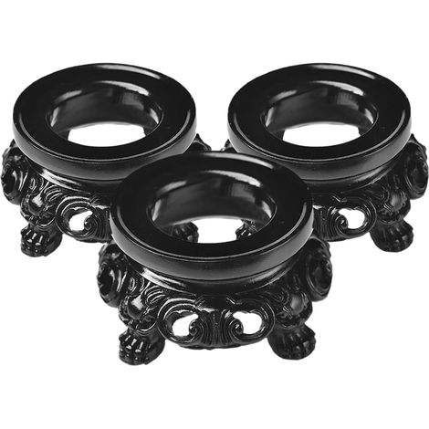 Support rond en résine ajourée noire pour sphères de cristal 3 à 4 cm, (1/5)