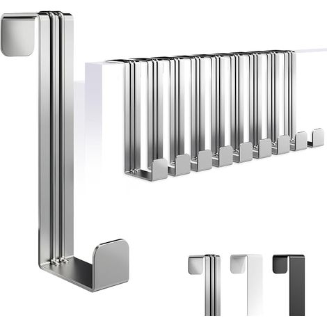 10 x Silver Stainless Steel Hanging Over Door Hooks for Individual Coat Hooks or Door Coat Hooks (1/5)