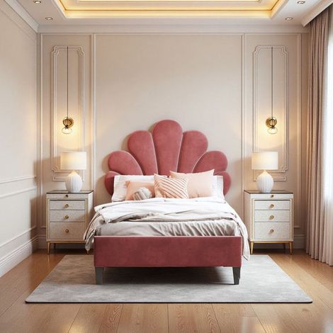 Letto Bambino - Bordeaux 90x200cm - Velluto Anti-graffio - Assemblaggio Rapido - Risparmio di Spazio