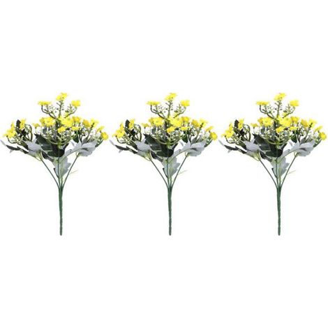 Bouquet Fleurs Artificielles - Pour Jardin Clôture Extérieur - Jaune - Lot de 1 (1/5)