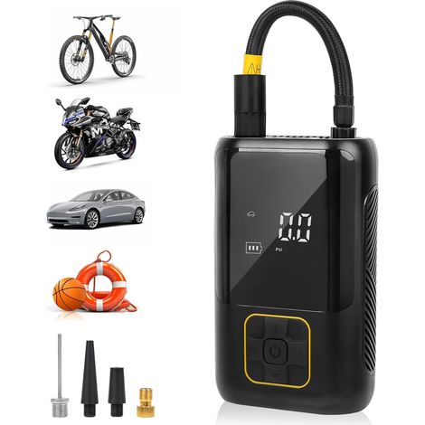 Gonfleur Pneus Voiture sans Fil Mini Compresseur à Air Portatif 150 PSI 4000mAh Pompe Électrique avec Lamp LED, pour Vélo, Moto, Balle - (1/5)