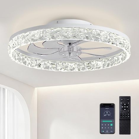 50CM Ventilateur de Plafond Silencieux,DC Réversible Ventilateur Plafond amazon et 6 Vitesses,Dimmable LED Plafonnier Ventilateur Chambre et Telecommande & APP Contrôle (Blanc, 50CM) (1/5)