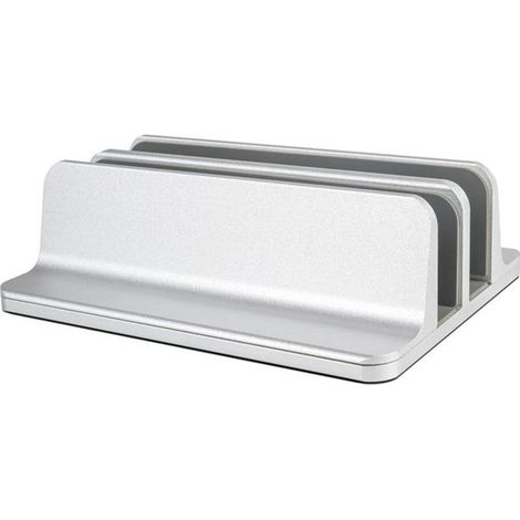 Supporto verticale per laptop, supporto da scrivania doppio con base regolabile, adatto a tutti i MacBook/Surface/Samsung/HP/Dell/Chromebook (argento) (1/5)