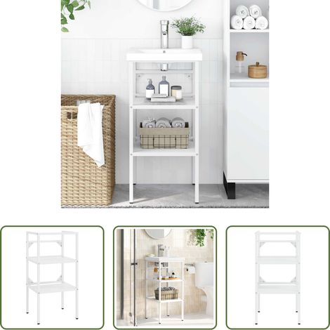 vidaXL Support de lavabo - Cadre de lavabo de salle de bain Blanc 40x38x83 cm Fer (1/5)