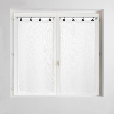 Paire de Voilages à Anneaux "Linka" 60x160cm Blanc (1/4)