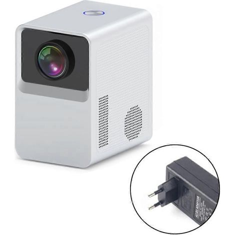 Tragbarer 1080p-Outdoor-Filmprojektor für TV-Box, Stick und DVD-Player – EU-Stecker – Weiß