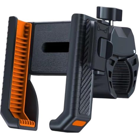 Support De Téléphone Pour Poussettes-matériau ABS, Taille 9.5x9.5x7cm, Couleur Noir Orange, Support De Téléphone Rotatif À 360 Degrés, Pince Sécurisée Antidérapante Suport De Cycle De Scooter De Mo (1/5)
