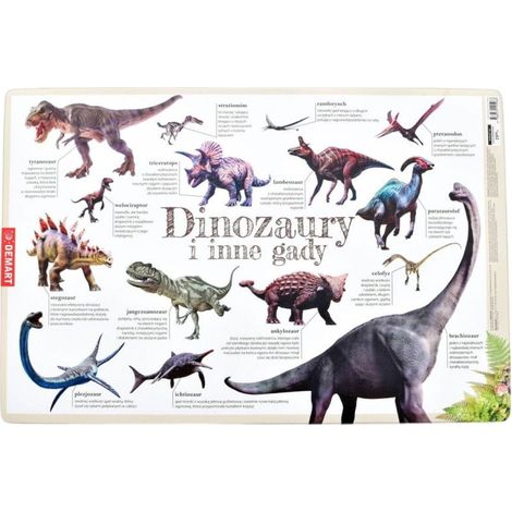 Schreibtischunterlage mit Dinosauriern und anderen Reptilien (1/2)