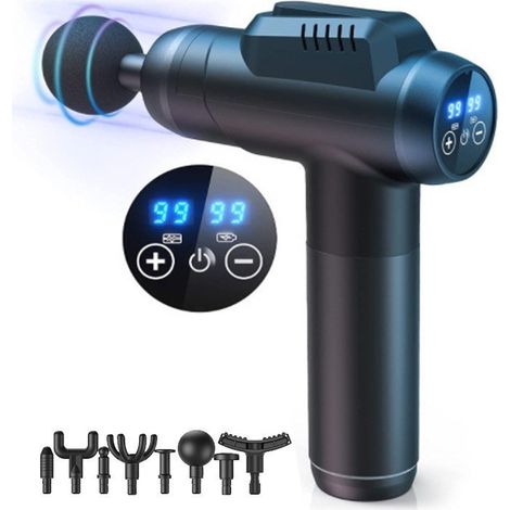 Pistolet de Massage Musculaire Professionnel 99 Vitesses Réglables avec 8 Embouts de Massage, Écran LCD Masseur Cervical et Dorsal Silencieux, Charge Type-C pour Soulager Douleurs Dos, Épaules, Jambes