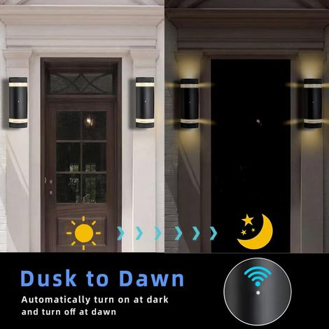 Applique murale LED d'extérieur, aluminium noir Applique murale d'extérieur étanche, lot de 2