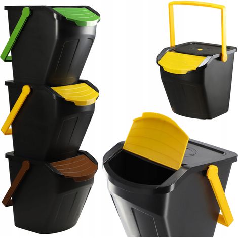 KADAX Recycling-Eimer, 25L Mülleimer mit Deckel, 3 Stück 25l (1/5)