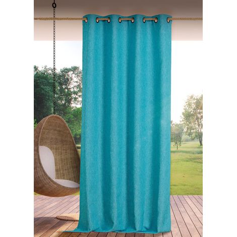Rideau extérieur ROOFTOP 140 x 265 cm – Œillets anti-rouille – 100% polypropylène - 140x265cm - Turquoise