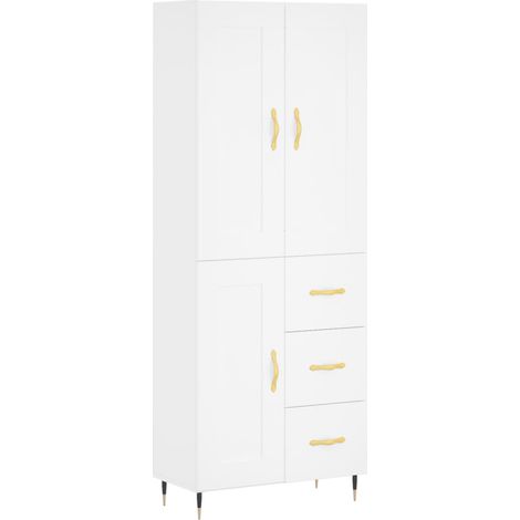 Aparador cómoda mueble de almacenaje organizador cocina salón salón alto 695 x 34 x 180 cm madera de ingeniería blanco 020032756