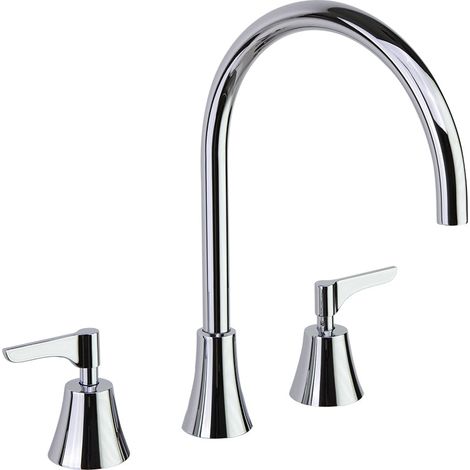 Robinetterie de lavabo à double commande sur plage - collection ADAGIO - Ramón Soler - Finition : Chromé (1/2)