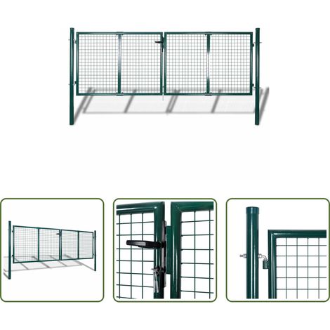Stahl - Zauntor Stahl 300x125 cm Grün (1/5)
