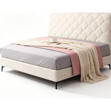 Housse de tête de lit en velours beige de 160 cm élastique haute qualité anti-poussière, adaptée aux lits simples et doubles (1/4)