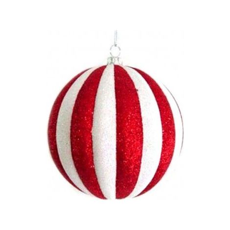 GLORIA STORE Palla Di Natale A Strisce Bianche E Rosse 40 Cm