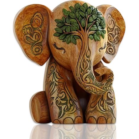 Décoration plate éléphant 2D, thème éléphant, décoration en bois, article de décoration, figurines d'éléphant, cadeau pour enfants, amateurs d'éléphants, décoration de salon, bureau (1/5)