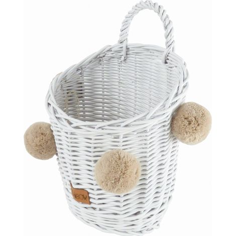 Cestino da parete bianco con pompon (1/5)