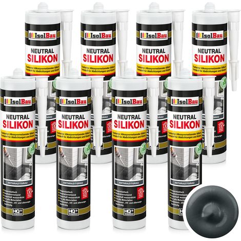 IsolBau Silicone Neutro Antracite Neutralsilikon 8 x 300ml (1/5)
