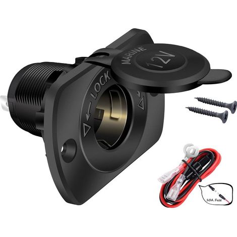 Ersatz-Zigarettenanzünderbuchse (12 V), weiblicher Stecker, Gleichstromstecker mit Sicherung und wasserdichter Abdeckung für Auto, Boot oder Fahrzeug. (1/5)