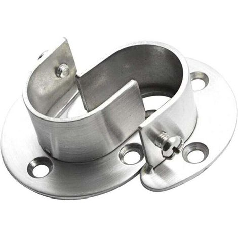 Douilles de poteau de penderie en acier inoxydable, 2pcs Extrémité de tige de penderie robuste soutient le support de tige de bride avec vis, en forme de U, Installation / Retrait facile