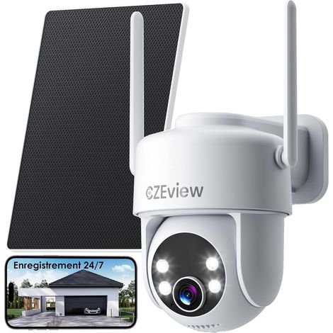 CZEview 2nd Gen 2K Wireless Solar Outdoor WiFi Surveillance Camera Continuous Video Recording Motion Tracking 30M Detection Night Vision Waterproof Free AI Detection (1/5)
