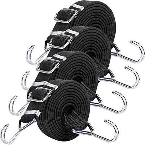4 pezzi di corde elastiche con ganci, tenditori elastici da 2 m con ganci, per bicicletta, trasporto auto, attrezzo da rally