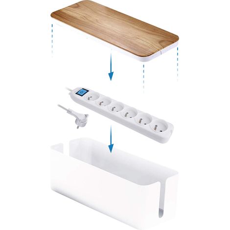Electraline 300173 - Scatola portaoggetti per cavi con presa multipla a 6 prese, 16 A, spina piatta, 1,5 m, colore: Bianco/Marrone (1/4)