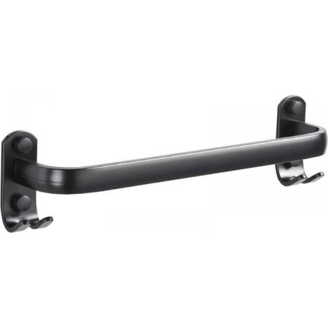 Porte-Serviettes Mural avec 2 Crochets Porte Serviettes Salle de Bain Etagères Serviette en Aluminium pour Salle de Bain et Cuisine Noir 1 Couche 40cm，Aucun perçage requis (1/5)