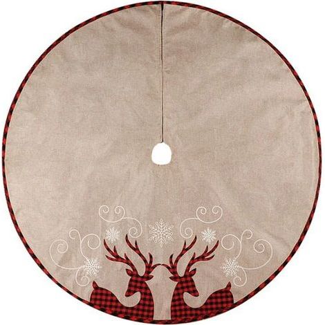 Tapis de sapin de Noël 81 cm, motif rennes et flocons de neige, décoration de Noël pour fête, décoration de sapin de Noël d'intérieur (1/5)