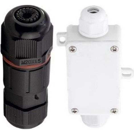 Anschluss Verbinder Set / Rundverbinder mit Connection Box & Connector IP65 (1/2)