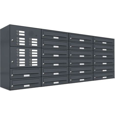 20er Briefkasten Anlage Aufputz - Wandmontage RAL 7016 Anthrazit Klingel (1/5)