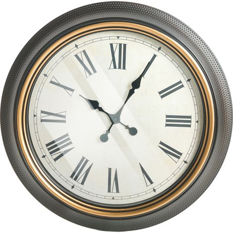 Reloj de pared clásico con marco sintético 63 cm forma redonda accesorios para el hogar negro Villena