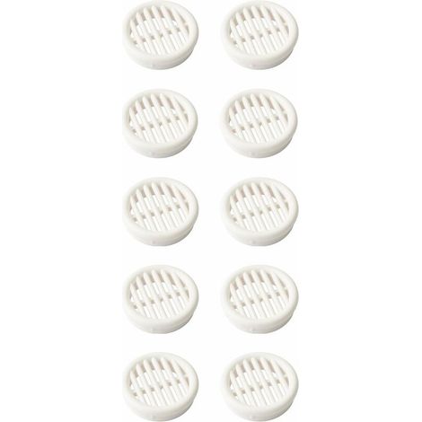 – Grille d'aération VMC ronde 35mm – Plastique blanc – Hauteur 11,5mm – Pour ventilation plafond et mur – Lot de 10 (1/2)