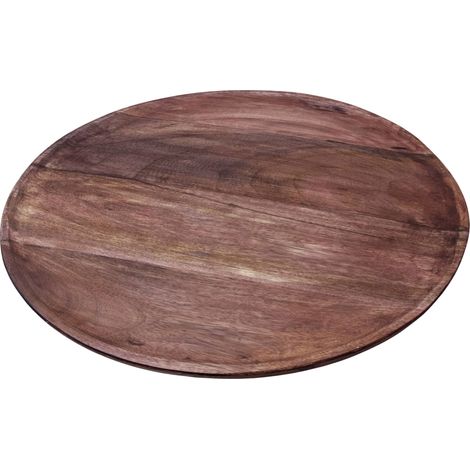 Walnussholz Deko Tablett natur rund - 38 cm - Massivholz Servierteller glatt geschliffen - Dekoteller Holzteller Kerzenteller