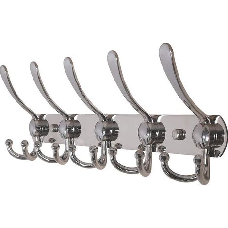 Porte-manteau mural, patères murales – Acier inoxydable extra résistant, 5 crochets, porte-manteau pour manteaux, chapeaux, serviettes, entrée, salle de bain (argent) (1/5)